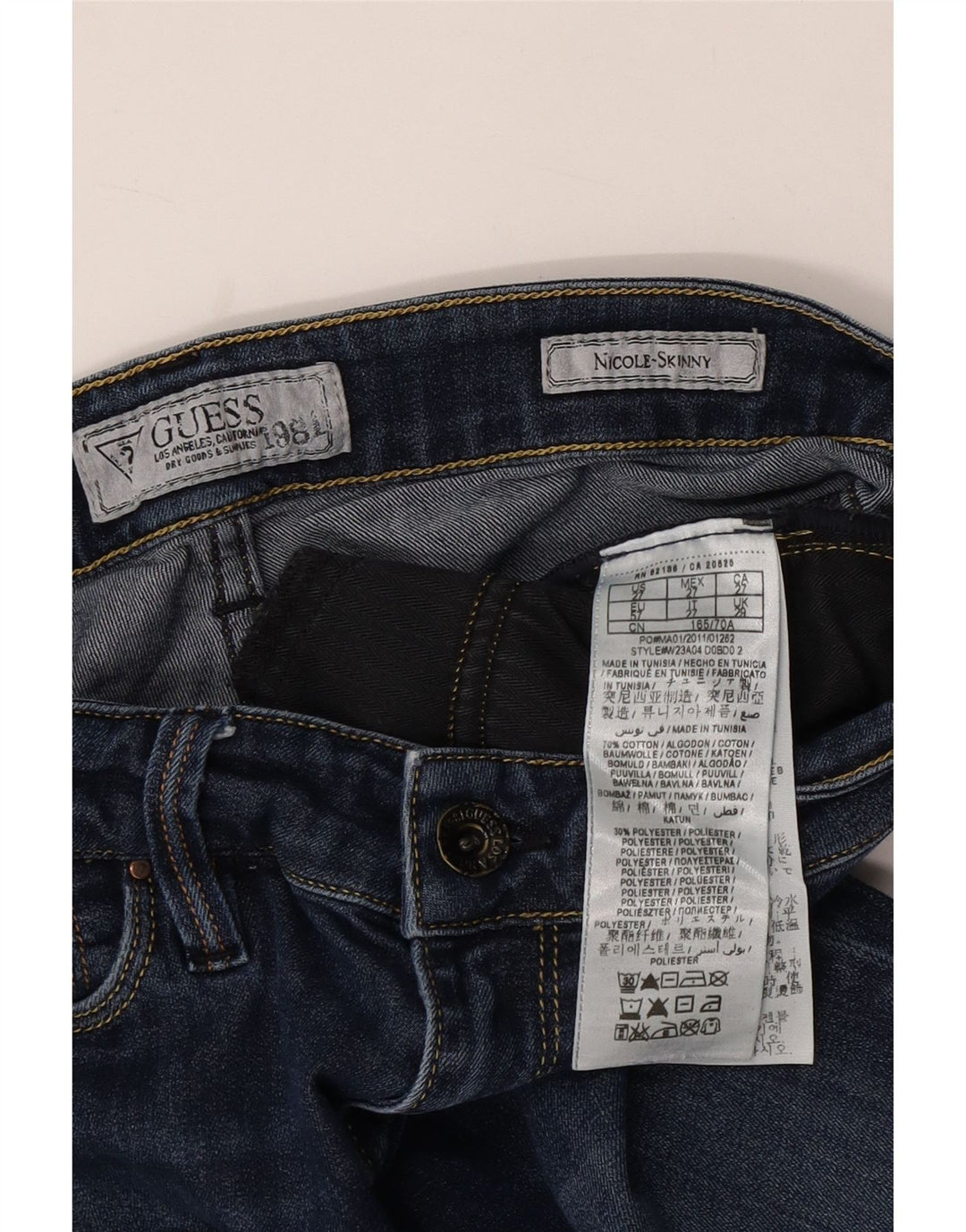 Calça jeans feminina Nicole Skinny GUESS W29 L30 azul algodão