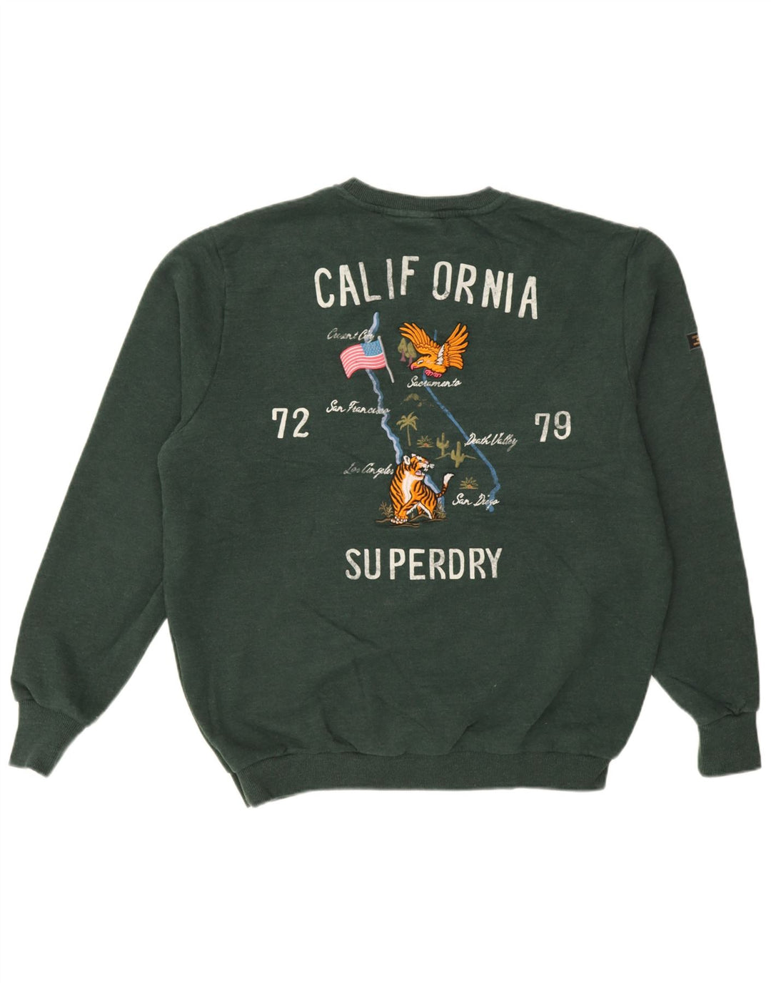 Superdry Mens Graphic Sweatshirt Jumper XL Verde Algodão