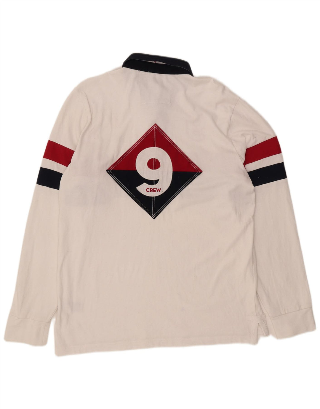 CREW CLOTHING Camisa polo masculina gráfica de rugby grande bloco colorido branco