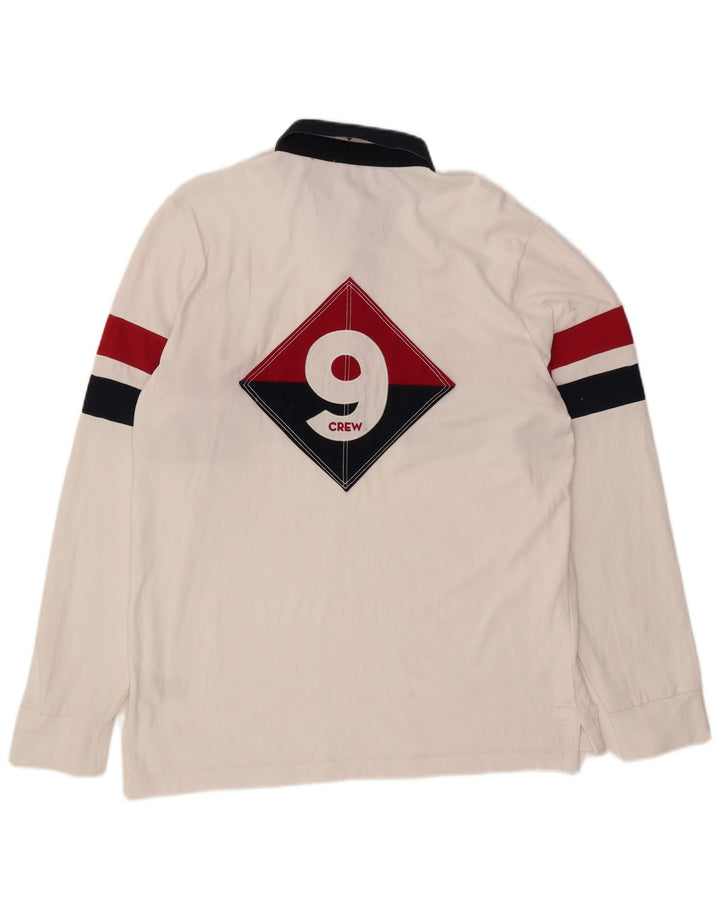 CREW CLOTHING Camisa polo masculina gráfica de rugby grande bloco colorido branco