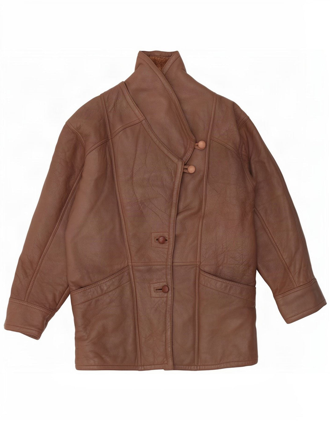 Jaqueta Shearling Feminina Vintage Reino Unido 14 Marrom Médio