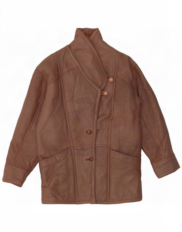 Vintage Womens Shearling Jacket UK 14 Medium Brown