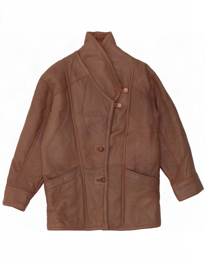 Jaqueta Shearling Feminina Vintage Reino Unido 14 Marrom Médio