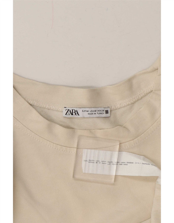 Zara moletom feminino gráfico oversized jumper Reino Unido 14 médio branco floral