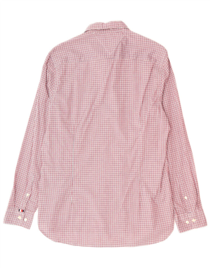 Camisa masculina TOMMY HILFIGER slim fit grande algodão guingão rosa