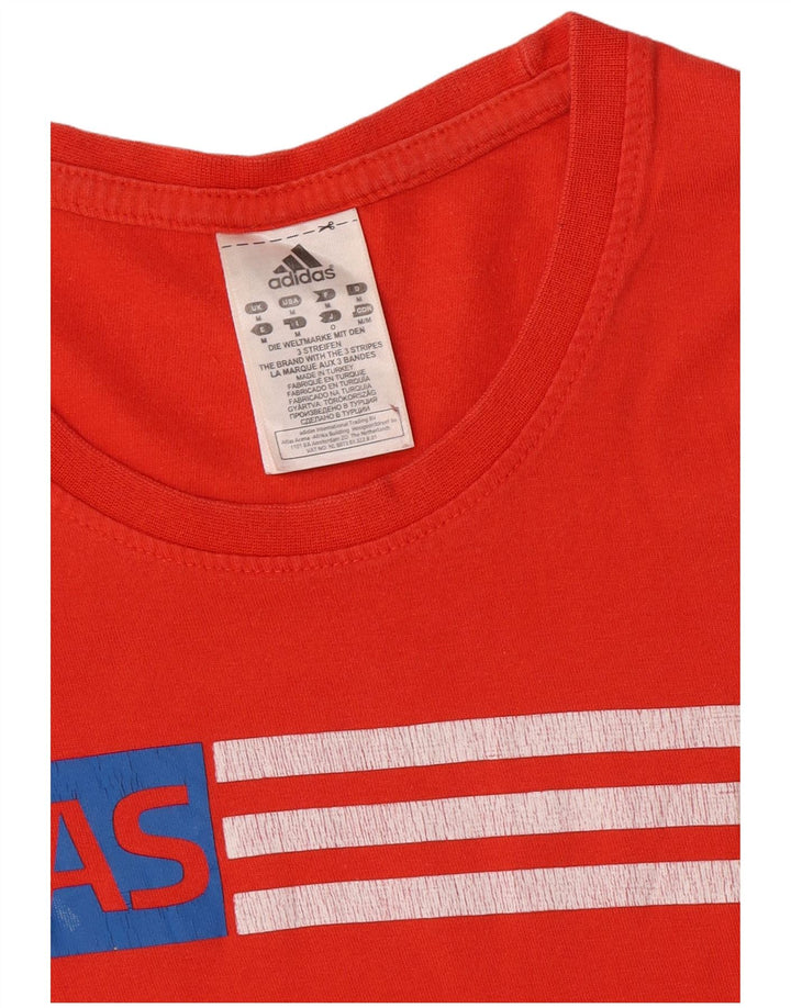Adidas Mens Graphic T-Shirt Top Médio Algodão Vermelho