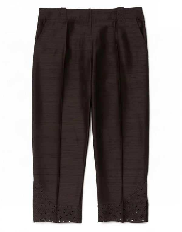 Vintage Mens Capri Trousers IT 40 Small W28 L21 Black Silk