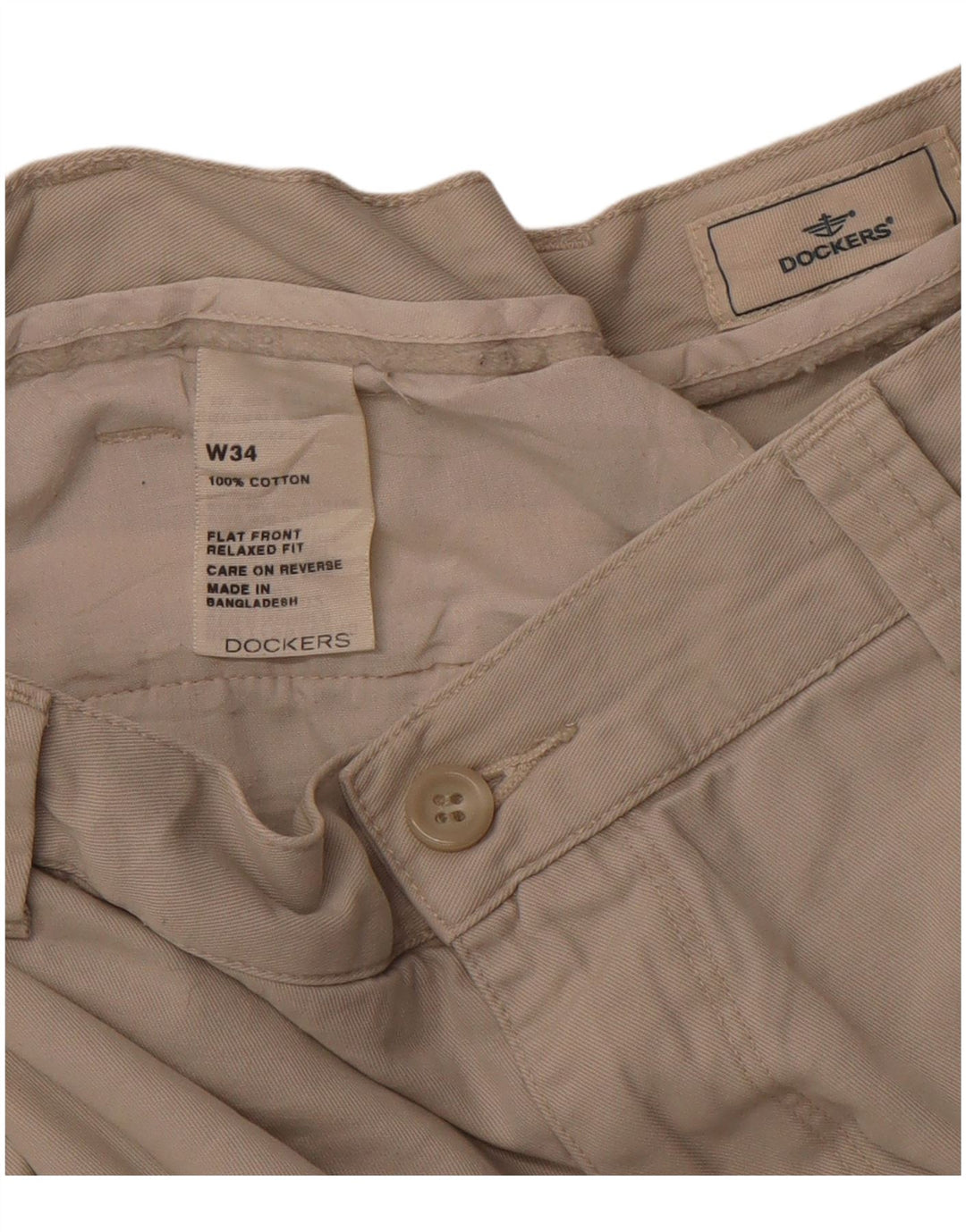 Shorts cargo feminino DOCKERS com ajuste relaxado W34 grande algodão bege