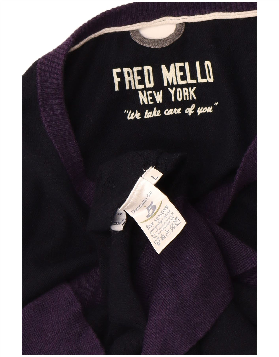 Fred Mello Suéter masculino com decote em V grande algodão colorblock azul marinho
