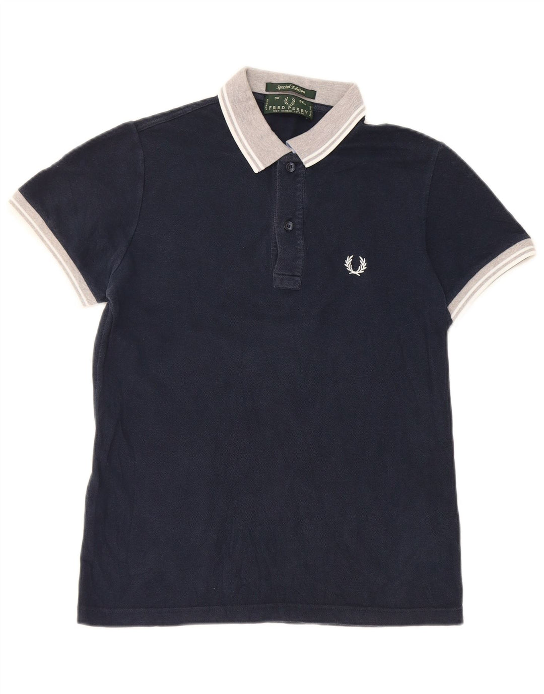 Camisa pólo masculina Fred Perry pequena algodão azul marinho