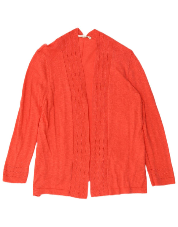 Suéter cardigã feminino aberto com manga 3/4 White Stuff Reino Unido 14 grande laranja