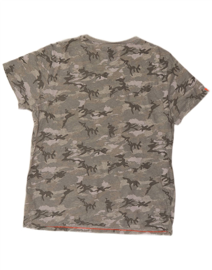 SUPERDRY Mens T-Shirt Top 2XL Grey Camouflage Cotton Vintage Superdry and Second-Hand Superdry from Messina Hembry 