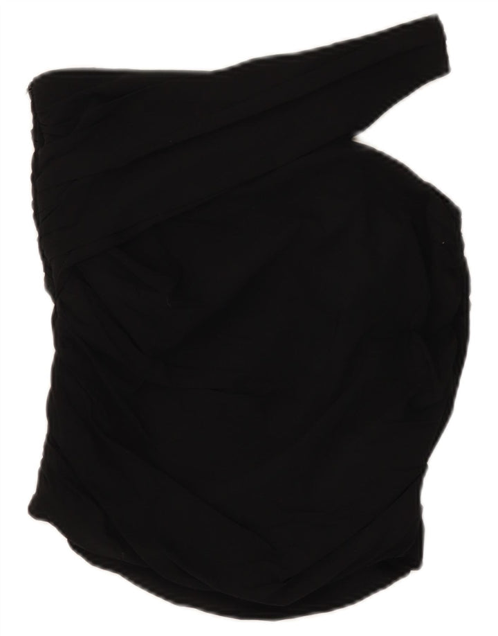 Zara Womens Crop One Ombro Top UK 12 Medium Black Viscose