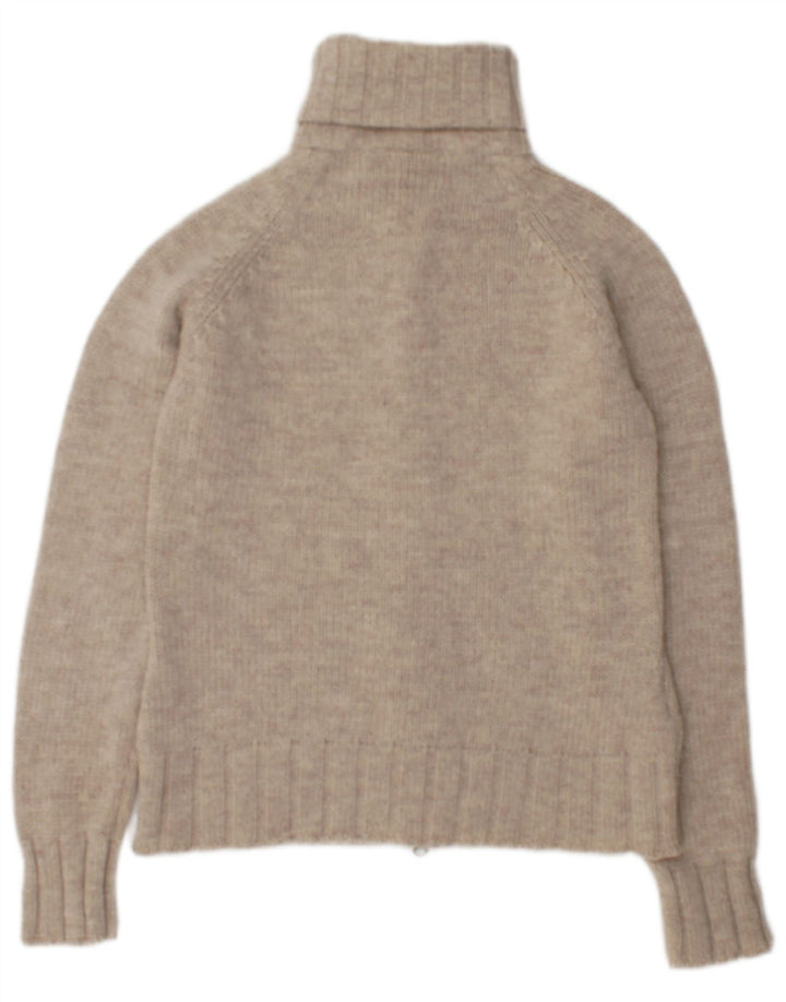 Suéter cardigã feminino Laura Ashley Reino Unido 14 lã bege médio