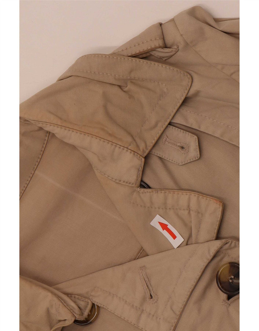 Trench coat feminino curto duplo breasted Massimo Dutti Reino Unido 14 médio bege
