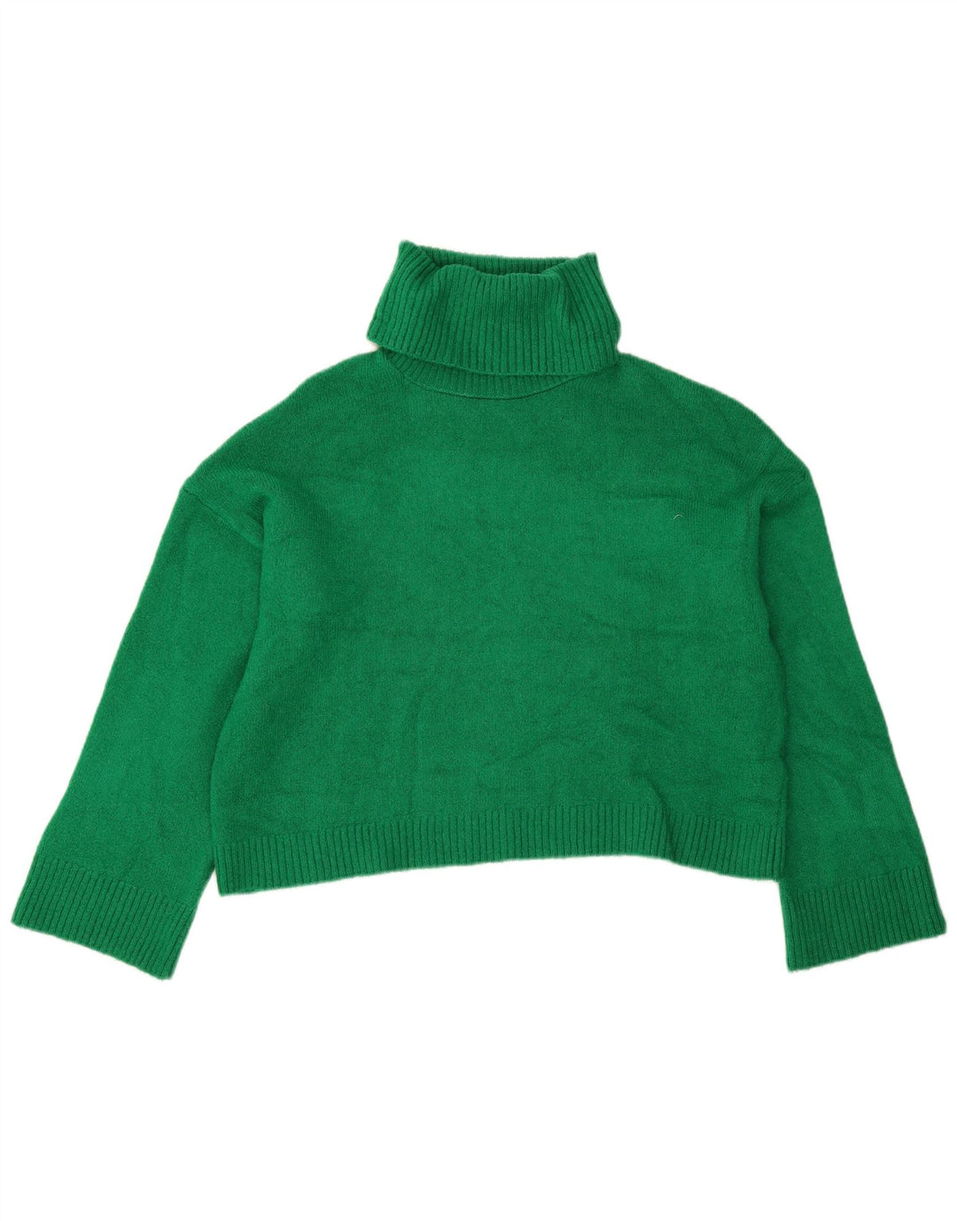 Zara Suéter feminino cropped oversized com gola redonda Reino Unido 10 pequeno verde