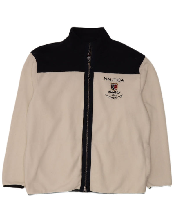 Jaqueta masculina de lã Nautica UK 44 2XL poliéster colorblock branco