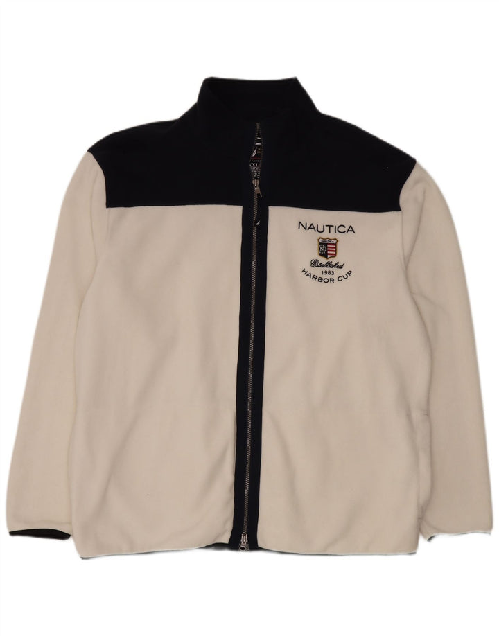 Jaqueta masculina de lã Nautica UK 44 2XL poliéster colorblock branco