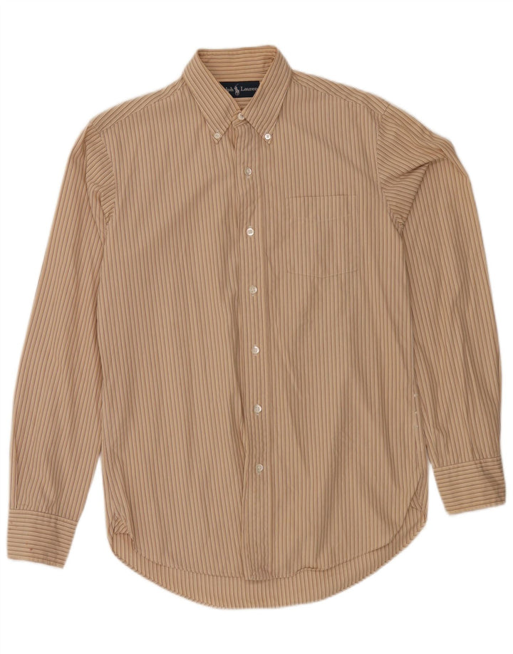 Ralph Lauren Camisa masculina pequena listrada bege
