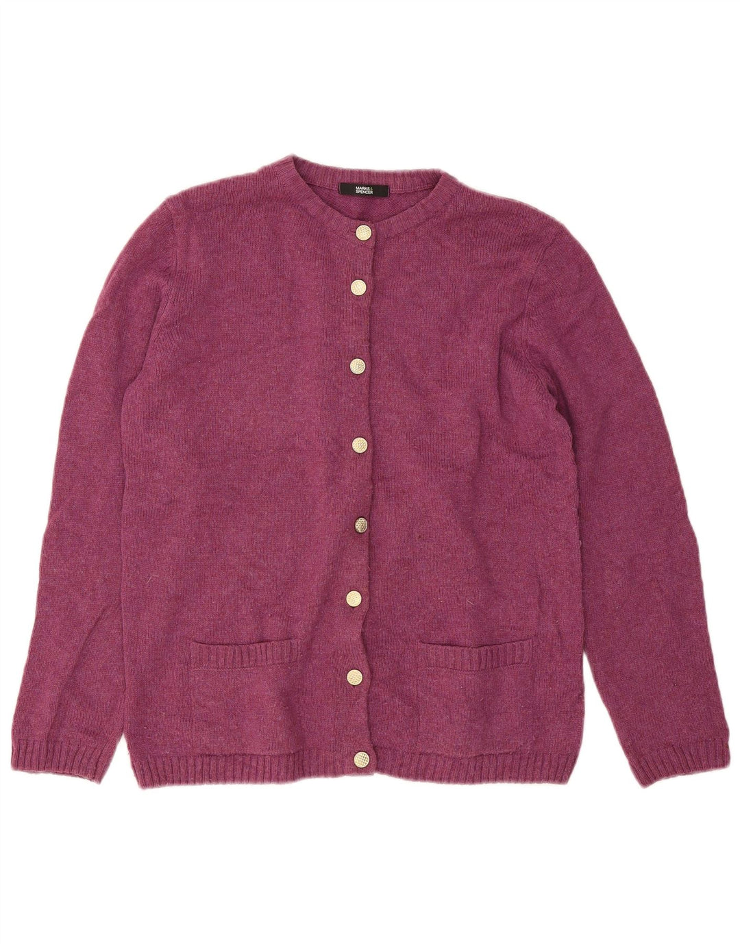 Suéter cardigã feminino Marks & Spencer Reino Unido 12 acrílico roxo médio