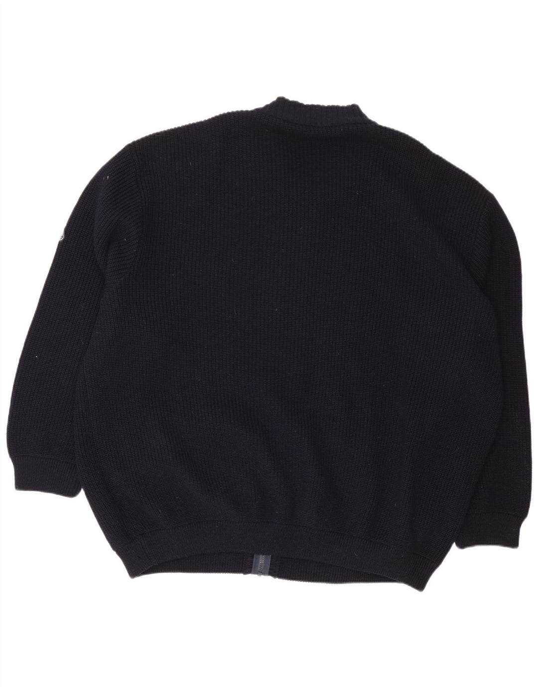 Suéter cardigan masculino vintage de grandes dimensões XL lã azul marinho