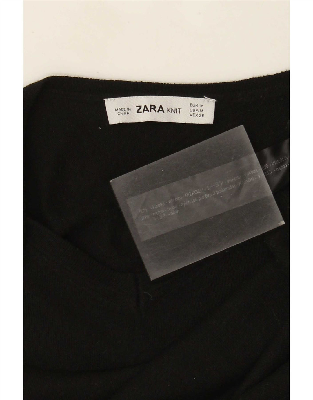 Suéter feminino Zara com decote em V Reino Unido 12 viscose preta média