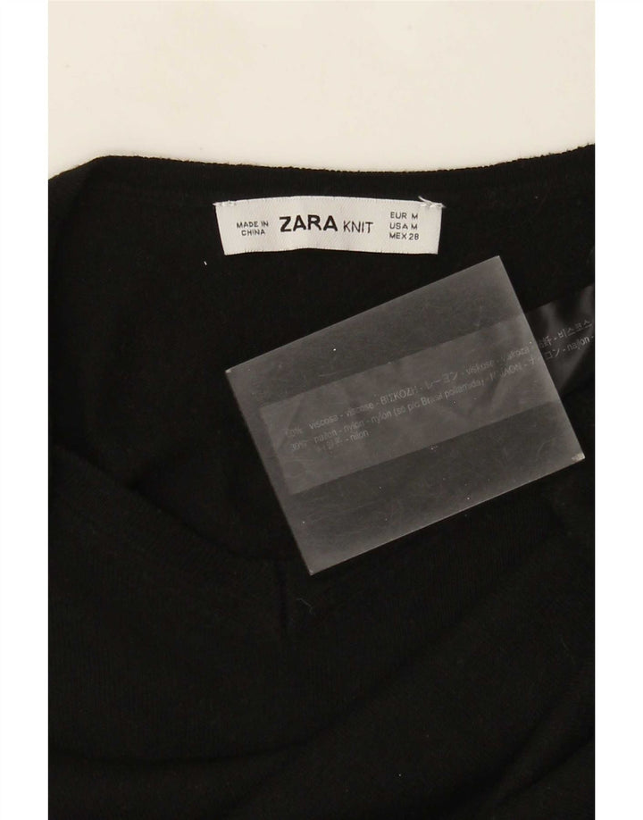 Suéter feminino Zara com decote em V Reino Unido 12 viscose preta média