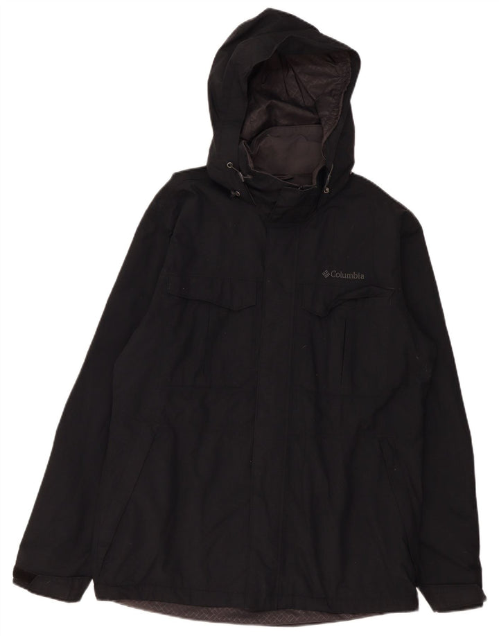 Jaqueta corta-vento masculina Columbia com capuz Reino Unido 38 médio preto nylon