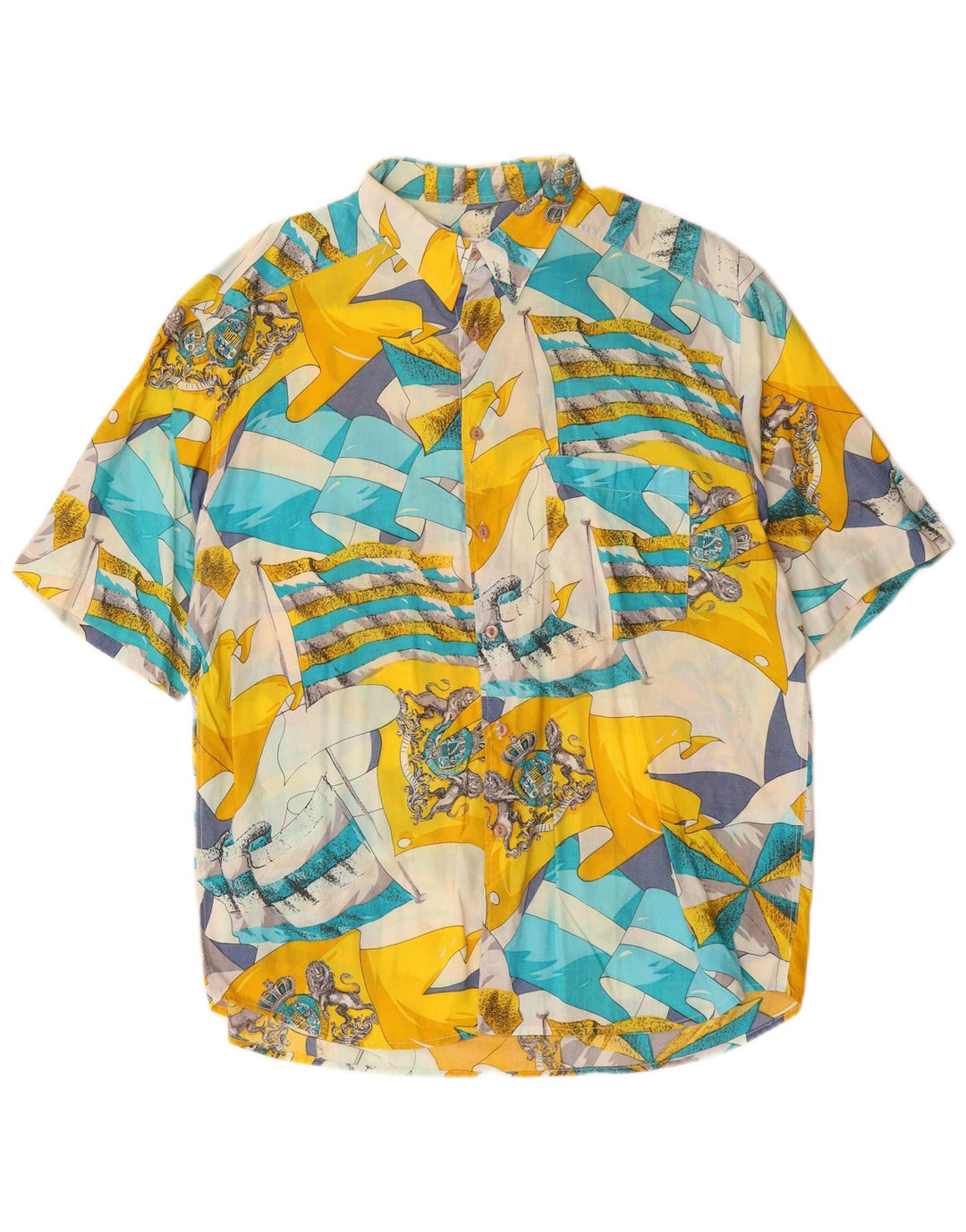 Massaro Camisa masculina de manga curta com padrão abstrato XL multicolorida