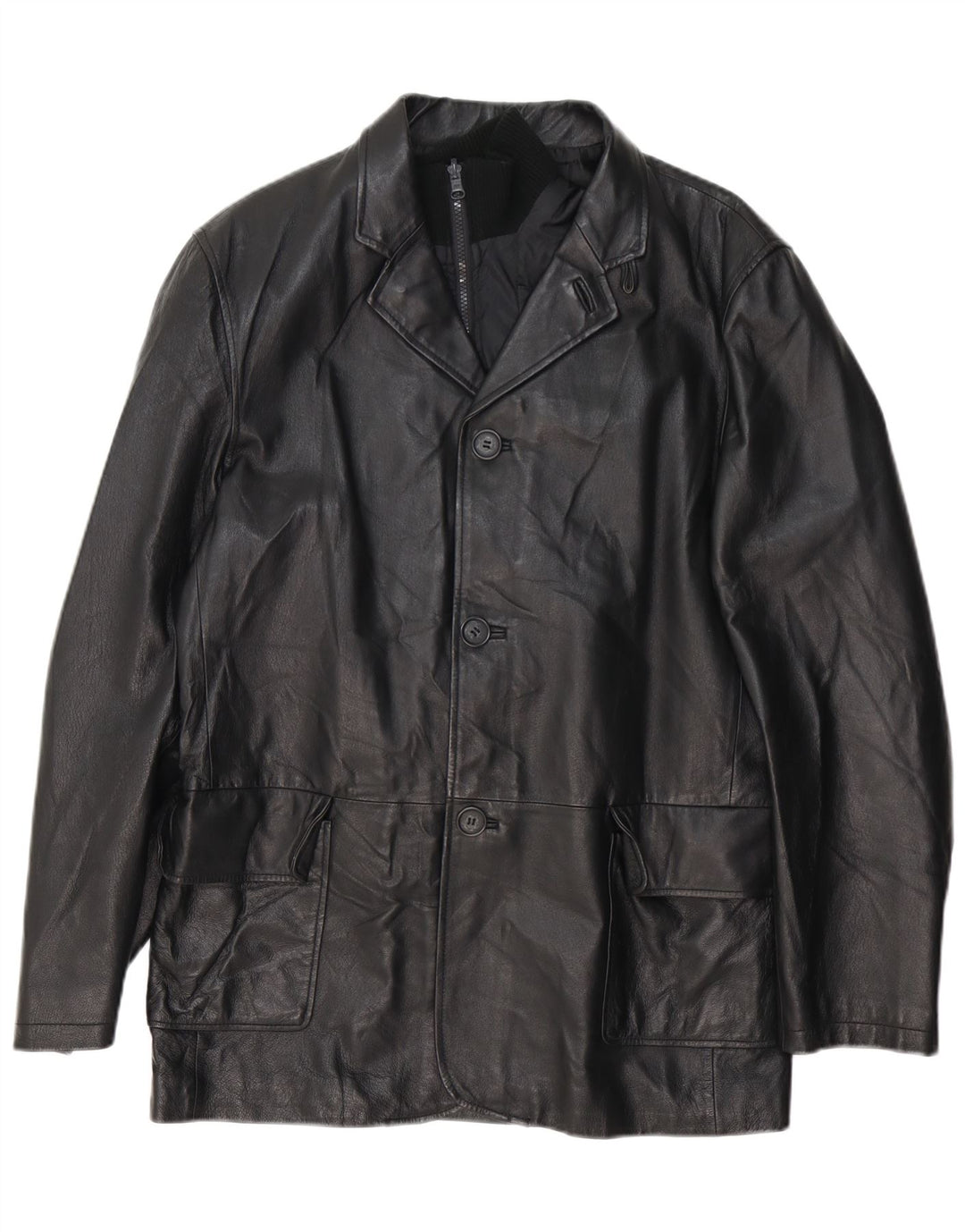 Jaqueta blazer masculina de couro com 3 botões da Conbipel IT 50 couro preto grande