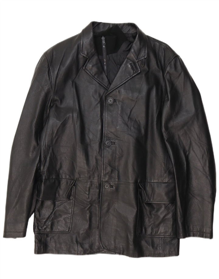 Jaqueta blazer masculina de couro com 3 botões da Conbipel IT 50 couro preto grande