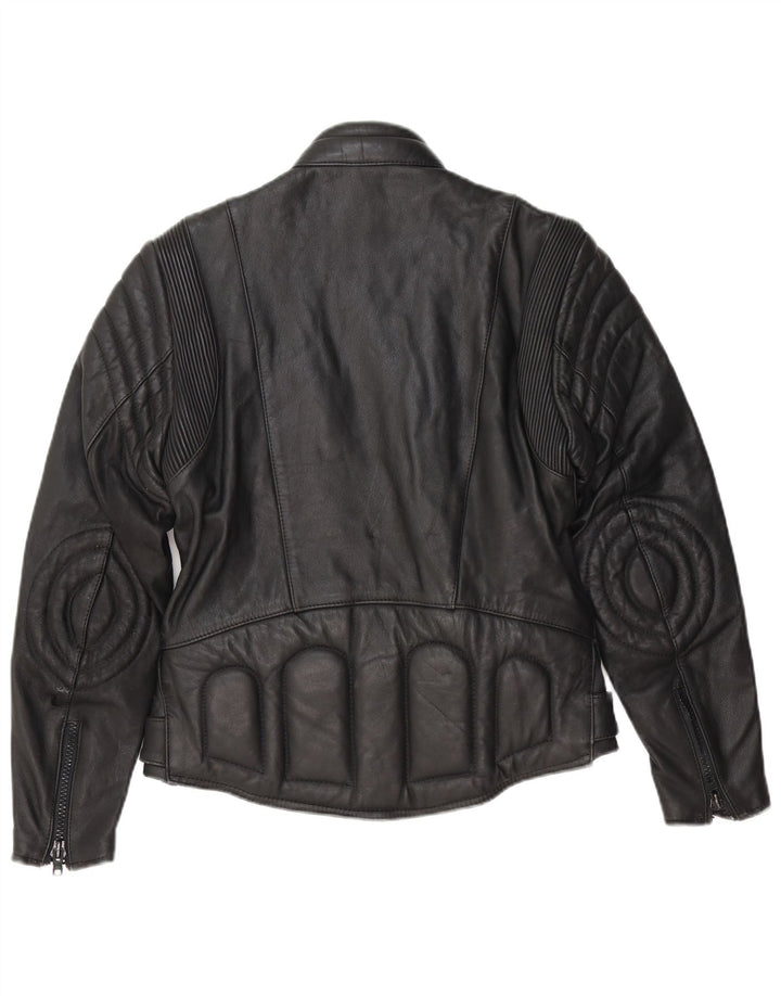 Jaqueta de couro masculina vintage para motociclista UE 48 couro preto médio