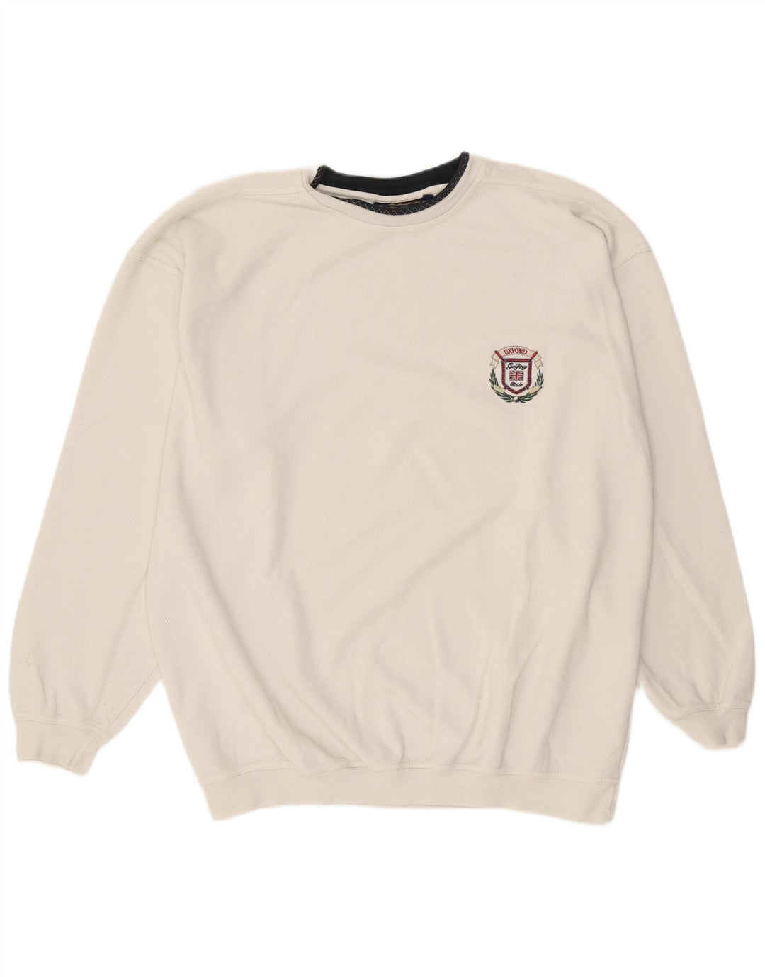Moletom masculino vintage Jumper 2XL algodão branco