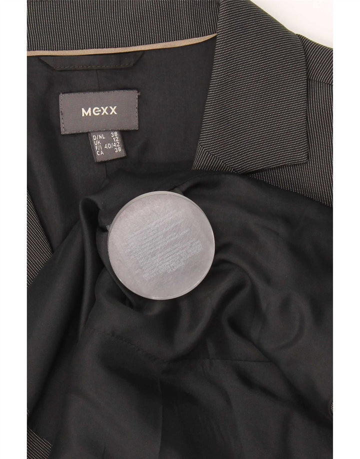 Terno feminino Mexx com 2 botões e 2 peças Reino Unido 12 médio W30 L33 listrado cinza