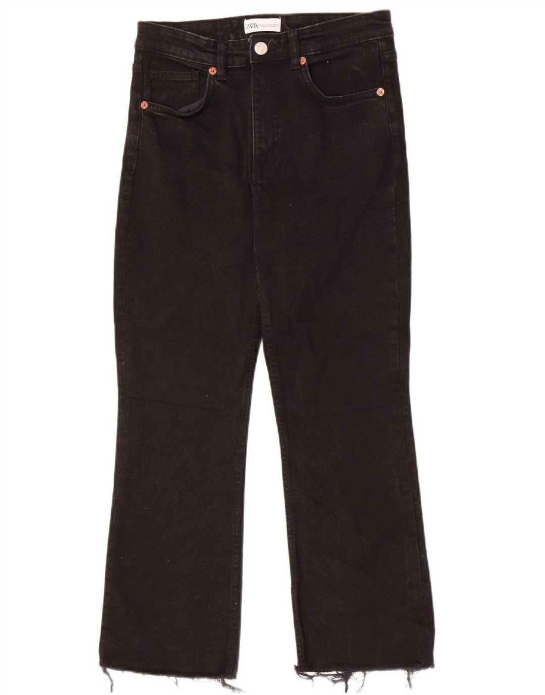 Calça jeans reta feminina Zara EU 40 médio W30 L26 algodão preto