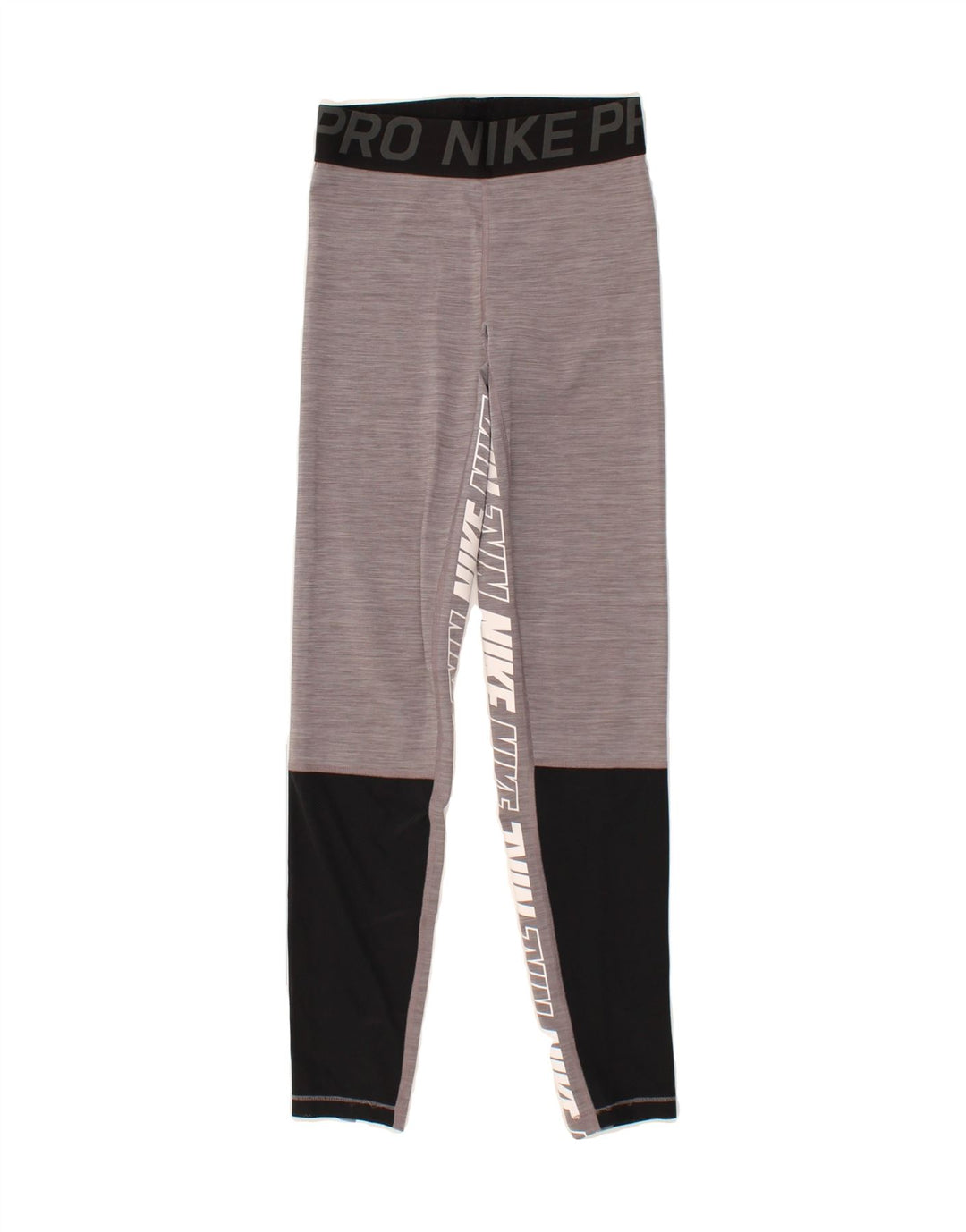 NIKE Womens Dri Fit Graphic Leggings UK 8 Small  Grey Colourblock Vintage Nike and Second-Hand Nike from Messina Hembry 