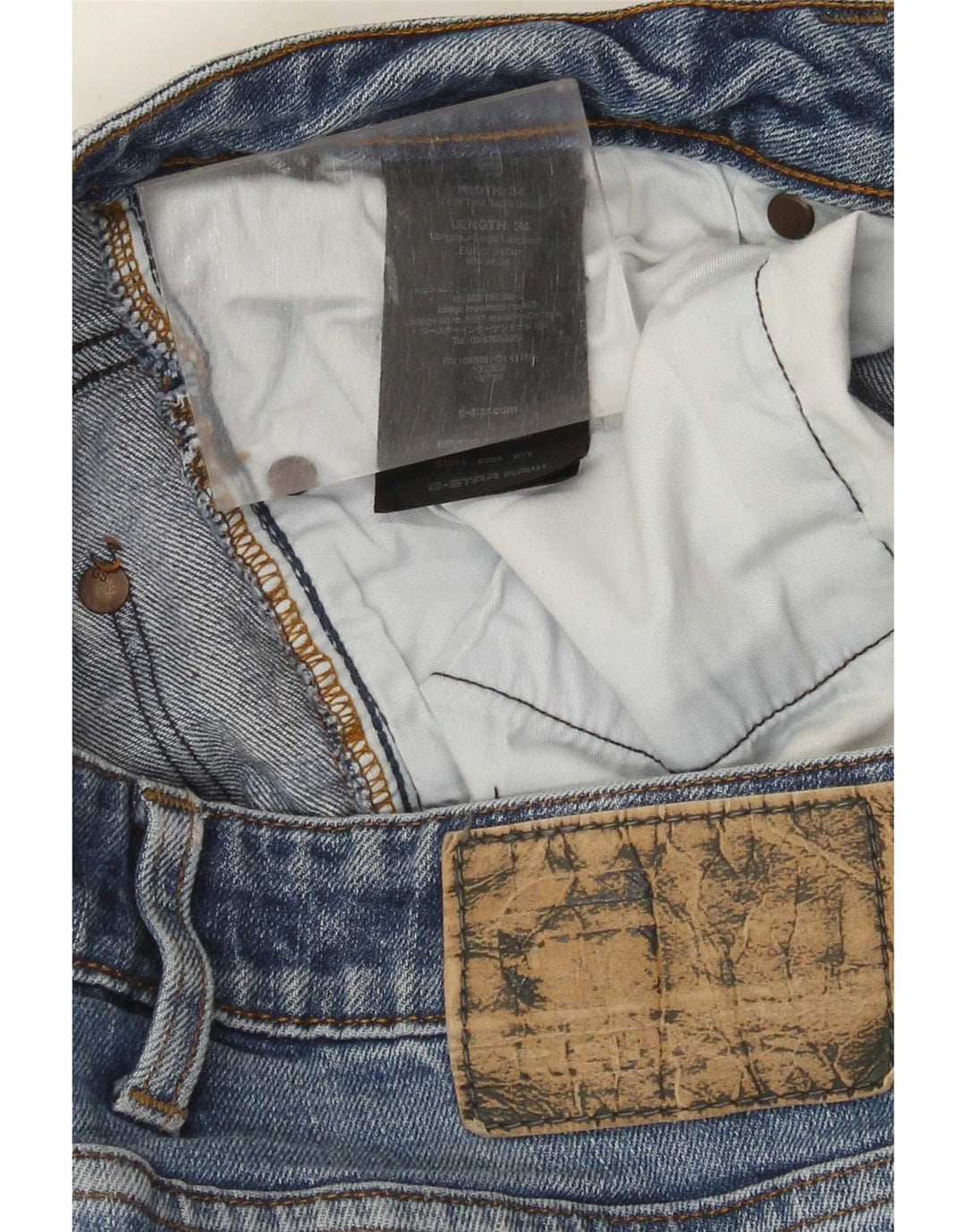 Jeans retos masculinos G-Star W34 L34 algodão azul