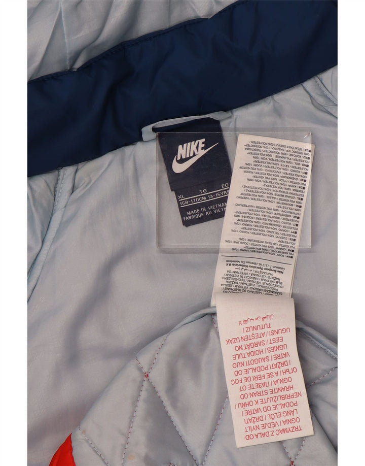 Jaqueta acolchoada com capuz Nike Boys 13-14 anos XL laranja colorblock poliéster