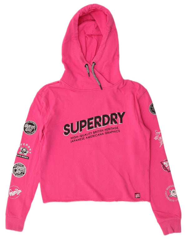 Superdry feminino gráfico oversized moletom com capuz UK 6 XS algodão rosa