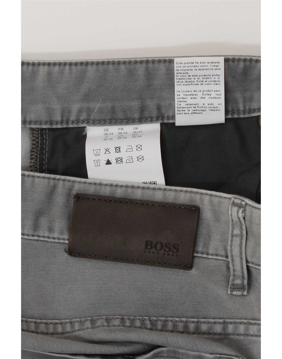 Hugo Boss Mens Straight Jeans W36 L34 Cinza Algodão