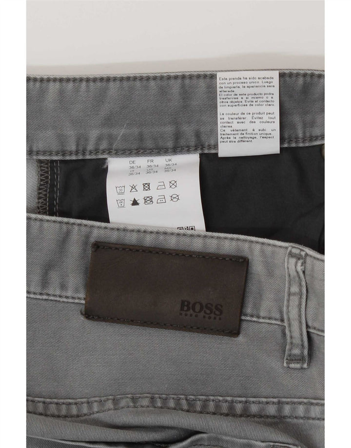 Hugo Boss Mens Straight Jeans W36 L34 Cinza Algodão
