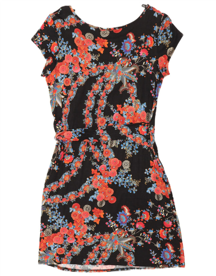 Vestido feminino Wallis UK 16 grande viscose floral multicolorida