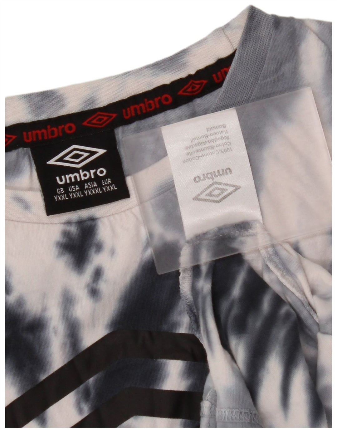 Camiseta gráfica UMBRO Boys 15-16 anos 2XL cinza tie-dye algodão