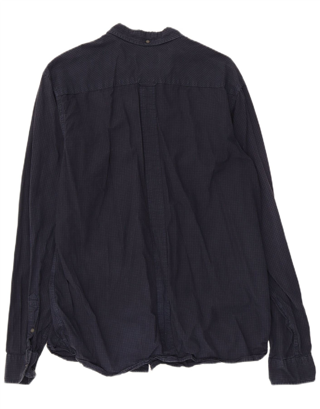 Camisa masculina FRED PERRY grande algodão guingão azul marinho