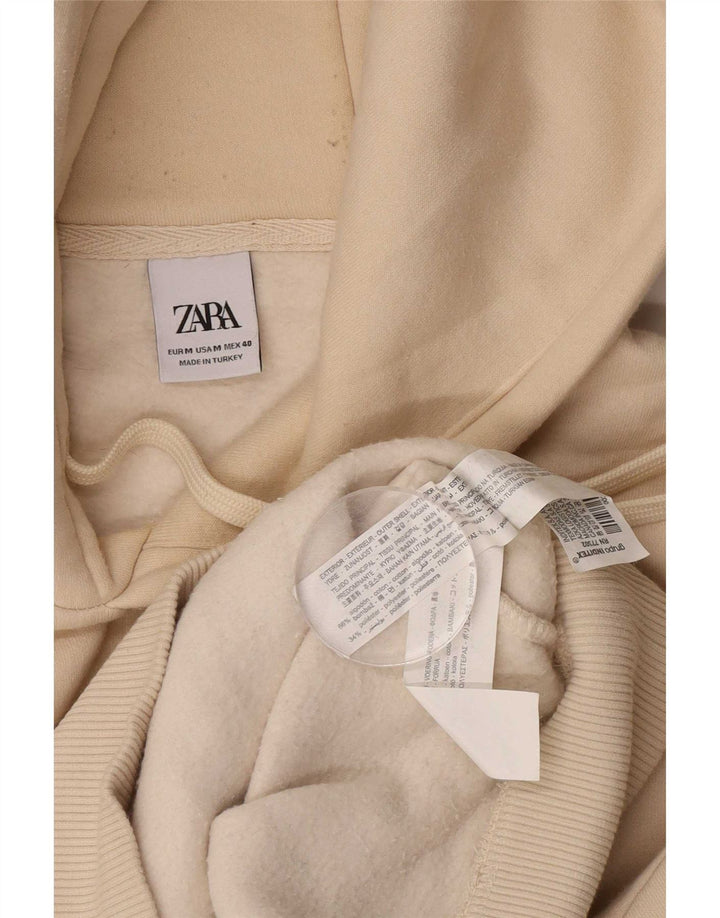 Zara Mens Hoodie Jumper Médio Algodão Bege