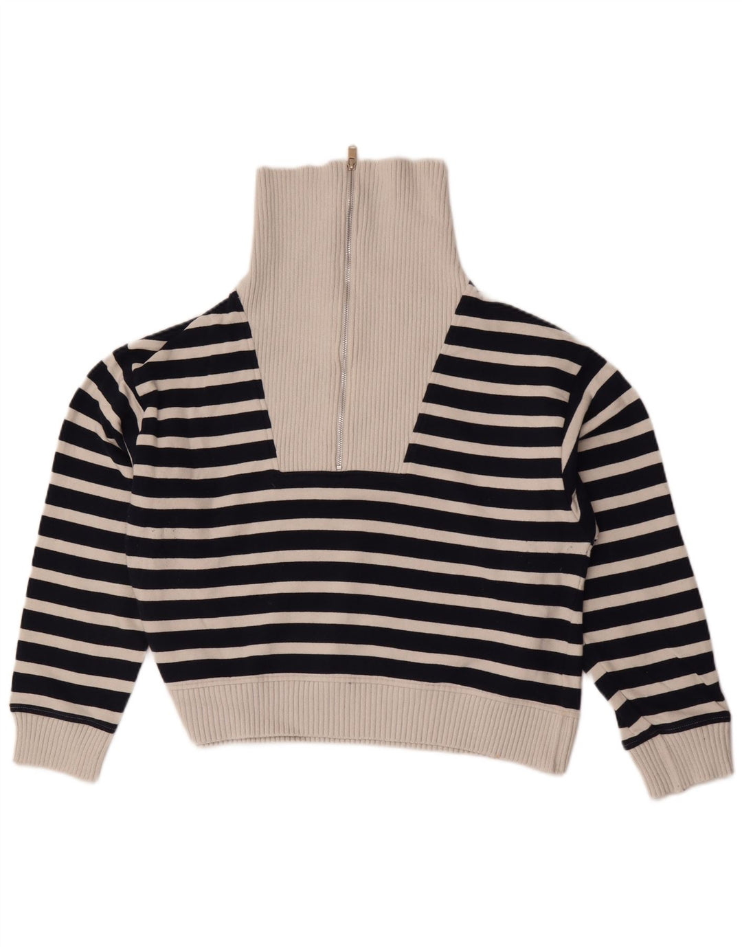 Suéter feminino Marks & Spencer com gola e zíper Reino Unido 14 médio azul marinho