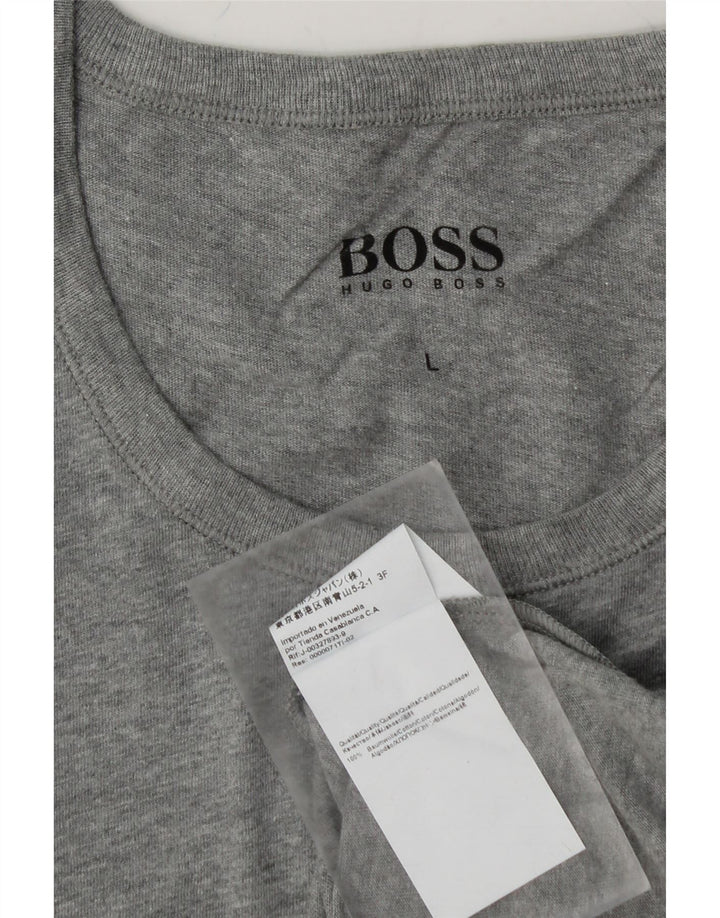 Camiseta masculina HUGO BOSS Top grande algodão cinza