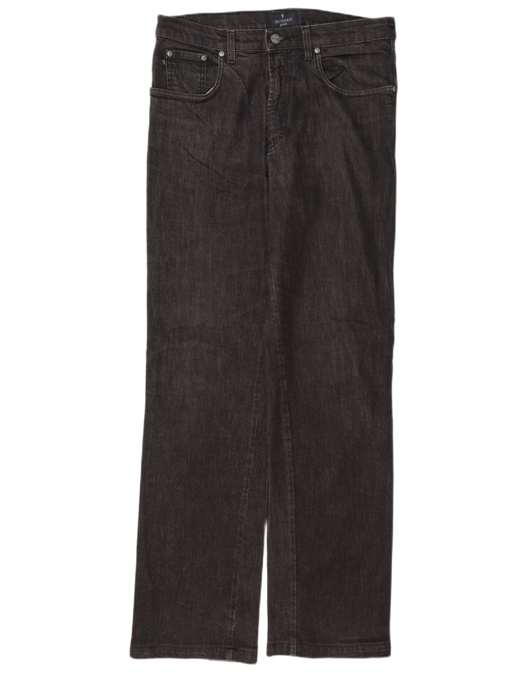 Trussardi Calça jeans reta masculina W34 L33 algodão cinza