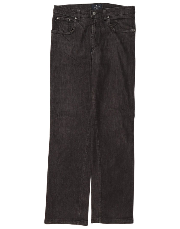 Trussardi Calça jeans reta masculina W34 L33 algodão cinza