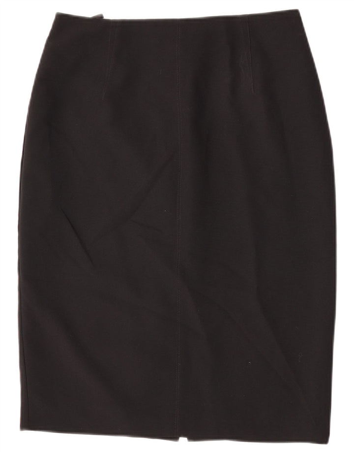 Saia lápis feminina Marks & Spencer Reino Unido 8 pequena W27 poliéster preto